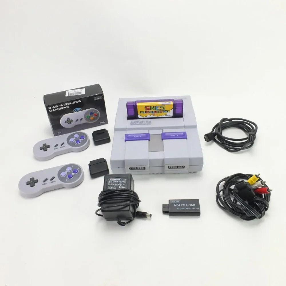 Super Nintendo SNES Complete with Games Controllers HDMI SNS-001 Mario Brothers